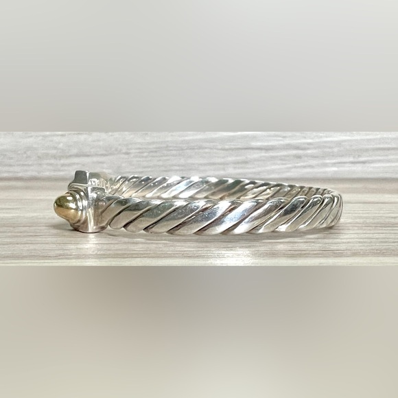 Vintage Handmade Sterling Silver & 18K Yellow Gold Twisted Cuff Bracelet - Picture 2 of 8